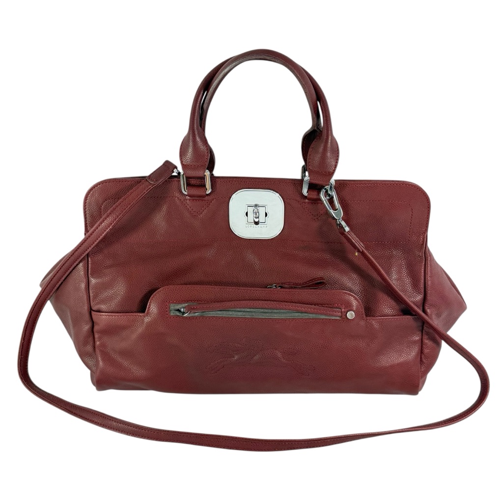 Longchamp Red Leather Crossbody Shoulder Bag Made In France